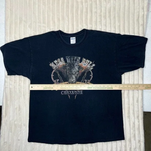 Wester Bull Vintage Faded Distressed XL Black Brown Graphic Short Sleeve T-Shirt - Picture 3 of 7